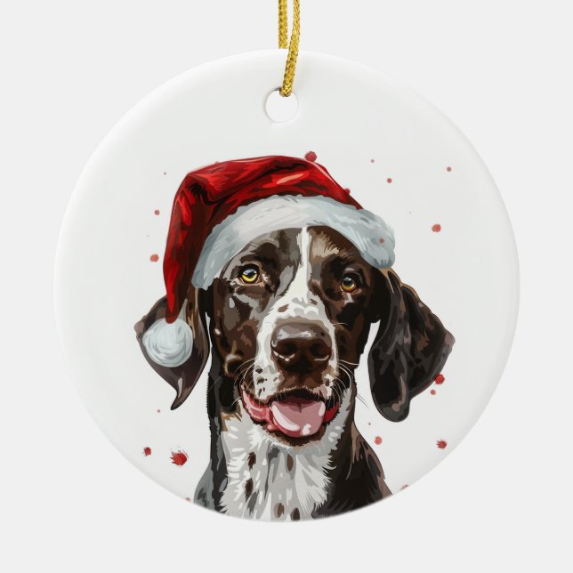 Personalisierter Pointer-Hund Weihnachten Keramik Ornament (Vorne)