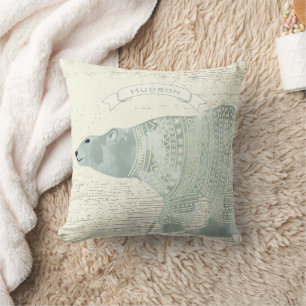 Personalisierter Polar Bär Grau Banner Kissen