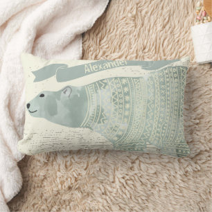 Personalisierter Polar Bär Grau Banner Lendenkissen