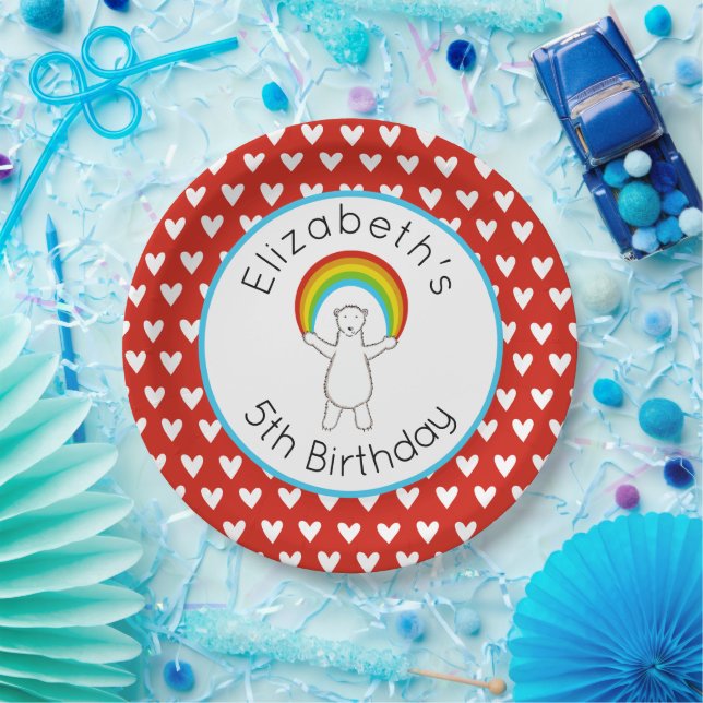 Personalisierter Polar- und Regenbogenpapierplatte Pappteller (Party)