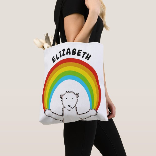 Personalisierter Polarbär und Regenbogen (Von Nahem)