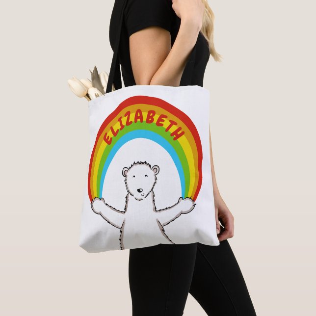 Personalisierter Polarbär und Regenbogen (Von Nahem)