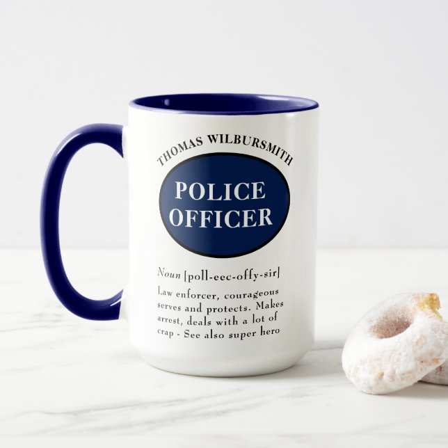 Personalisierter Polizeibeamter - Definition der T Tasse (Mit Donut)
