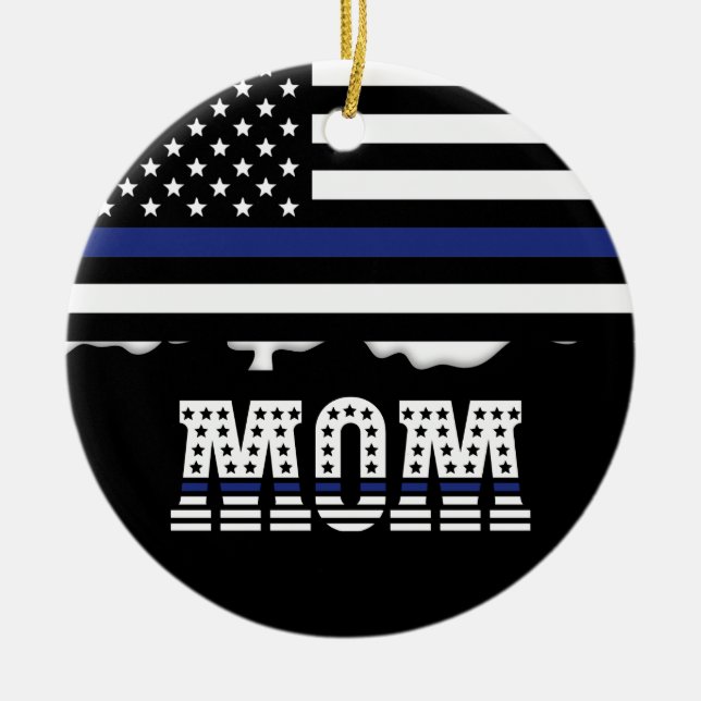 Personalisierter Polizeibeamter Mama Polizist Thin Keramik Ornament (Vorne)