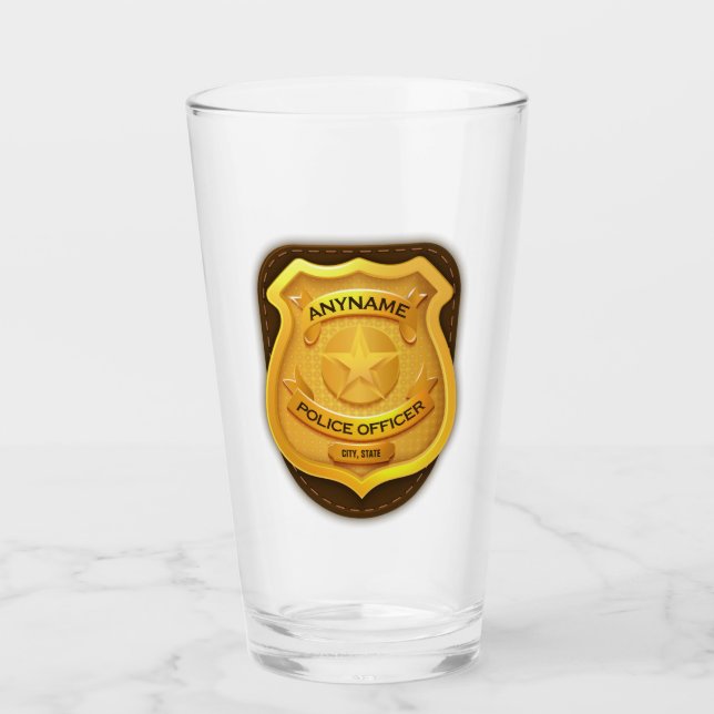 Personalisierter Polizeibeamter Sheriff Polizist N Glas (Vorderseite)