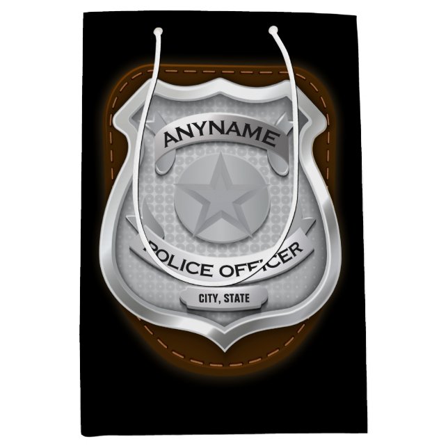Personalisierter Polizeibeamter Sheriff Polizist N Mittlere Geschenktüte (Vorderseite)