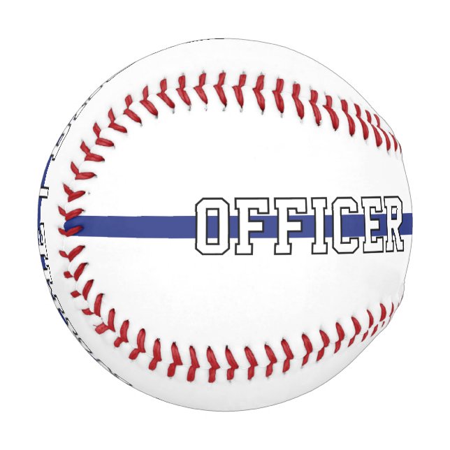 Personalisierter Polizeibeamter Thin Blue Line Baseball (Vorderseite Links)