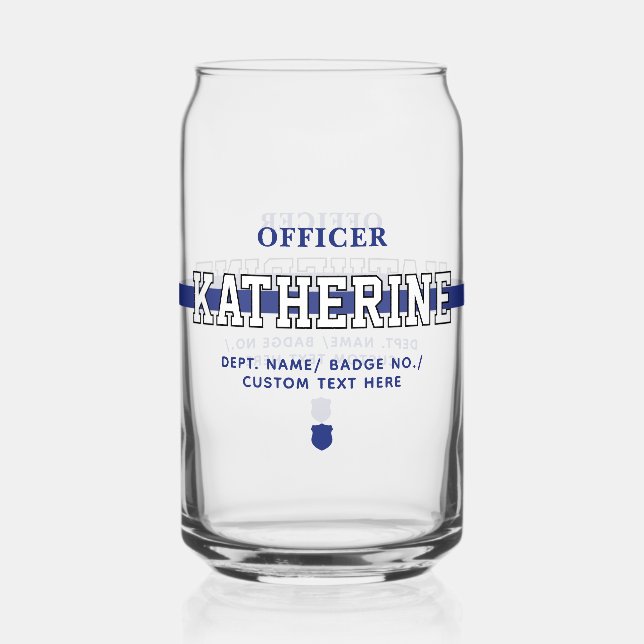 Personalisierter Polizeibeamter Thin Blue Line Dosenglas (Vorderseite)