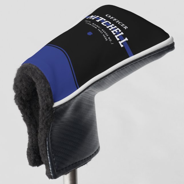 Personalisierter Polizeibeamter Thin Blue Line Golf Headcover (3/4 Vorderseite)