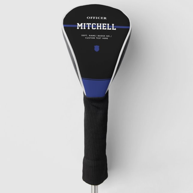 Personalisierter Polizeibeamter Thin Blue Line Golf Headcover (Vorderseite)