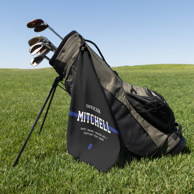 Personalisierter Polizeibeamter Thin Blue Line Golfhandtuch (Gras)