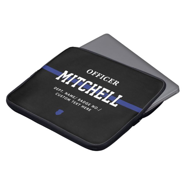Personalisierter Polizeibeamter Thin Blue Line Laptopschutzhülle (Vorne Oben)
