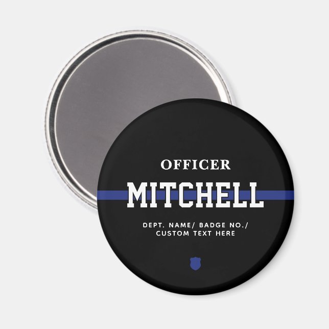 Personalisierter Polizeibeamter Thin Blue Line Magnet (Vorderseite/Rückseite)