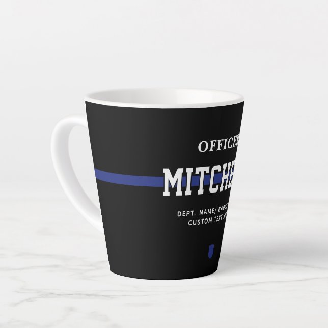 Personalisierter Polizeibeamter Thin Blue Line Milchtasse (Linke Ecke)