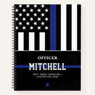 Personalisierter Polizeibeamter Thin Blue Line Notizbuch