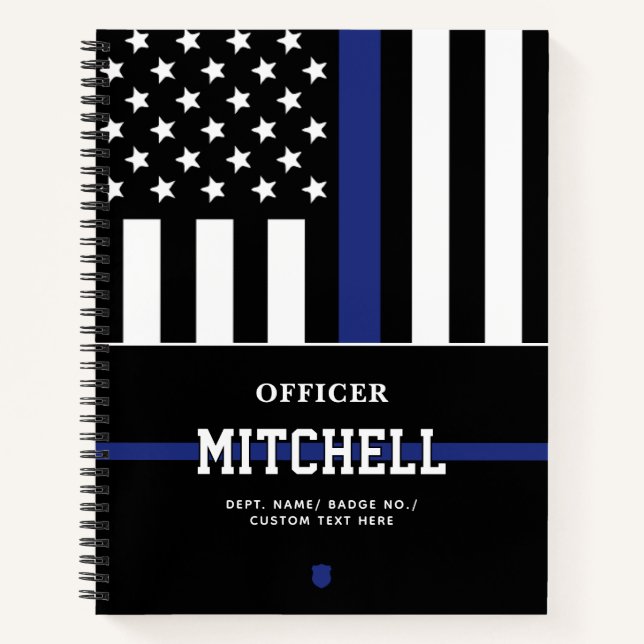 Personalisierter Polizeibeamter Thin Blue Line Notizbuch (Vorderseite)