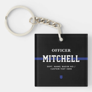 Personalisierter Polizeibeamter Thin Blue Line Schlüsselanhänger
