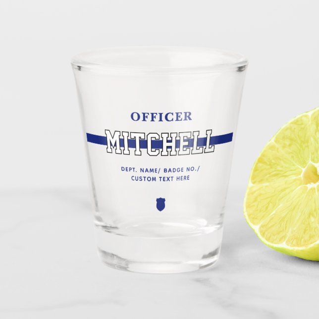 Personalisierter Polizeibeamter Thin Blue Line Schnapsglas (Vorderseite)