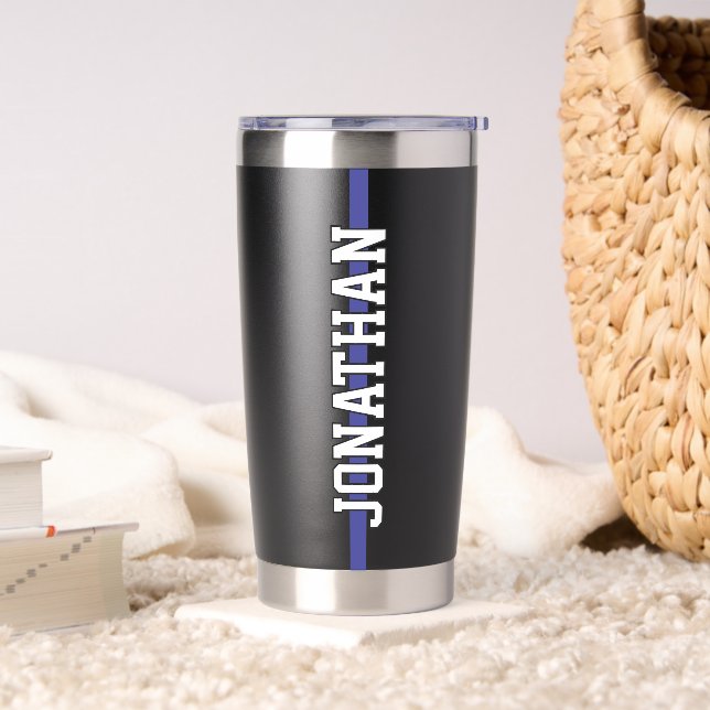 Personalisierter Polizeibeamter Thin Blue Line Thermobecher (Wohnzimmer)