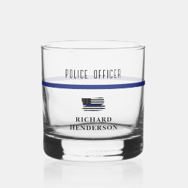 Personalisierter Polizeibeamter Thin Blue Line Whiskyglas