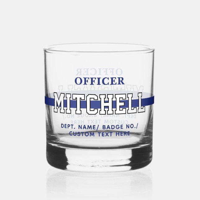 Personalisierter Polizeibeamter Thin Blue Line Whiskyglas (Vorderseite)