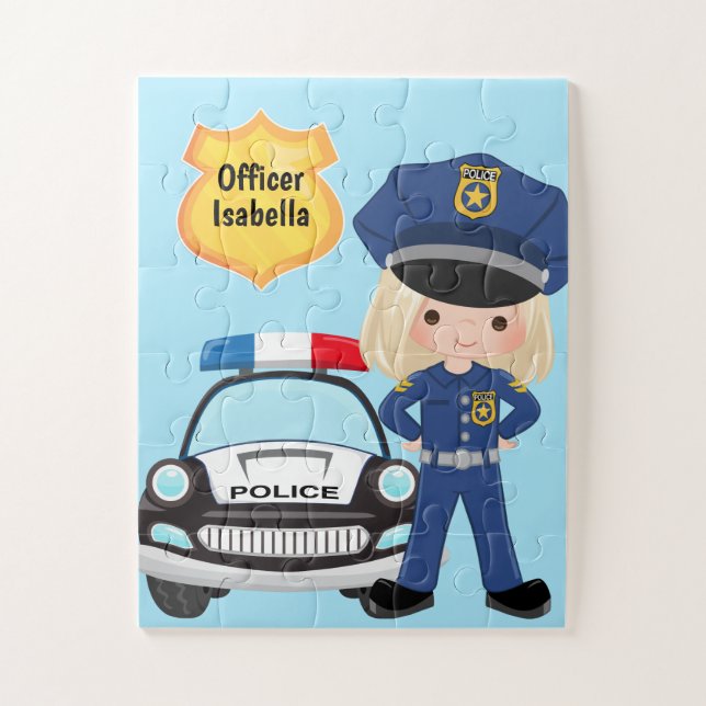 Personalisierter Polizeibeamter und Patrouillenwag Puzzle (Vertikal)