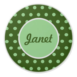 Personalisierter Polka Dot Keramik Knob (grün) Keramikknauf