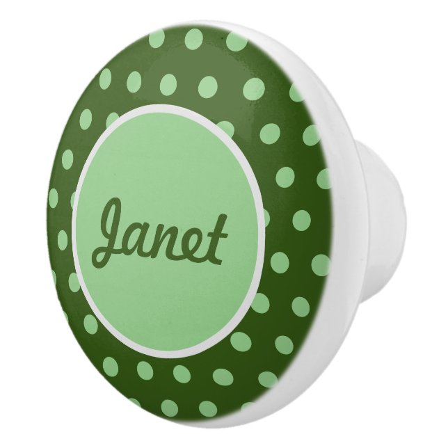 Personalisierter Polka Dot Keramik Knob (grün) Keramikknauf (Rechts)