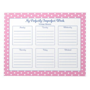Personalisierter Polka Dot Weekly Planer Notepad Notizblock