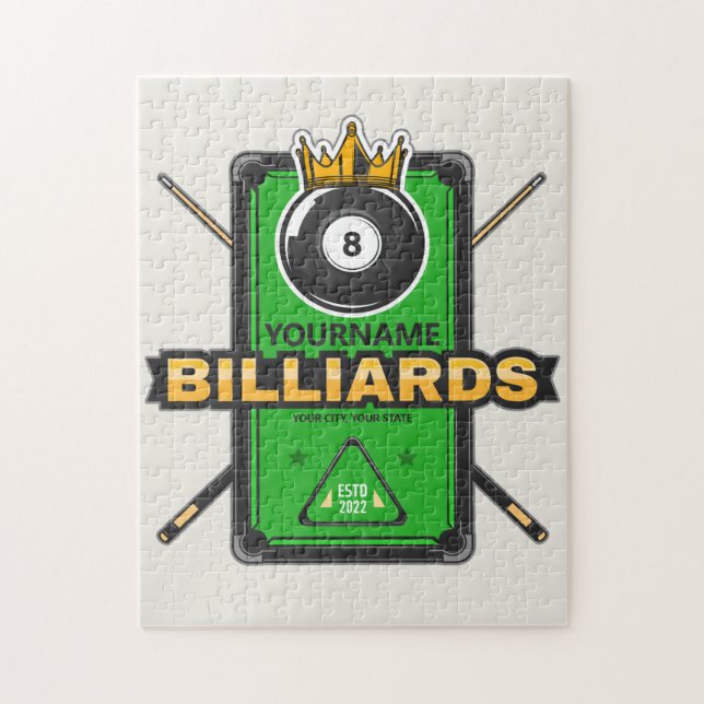 Personalisierter Pool Hall NAME 8 Ball Crown Billi Puzzle (Vertikal)
