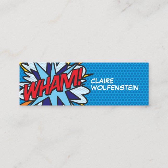 Personalisierter Pop Art Comic Book WHAM! Mini Visitenkarte (Vorderseite)