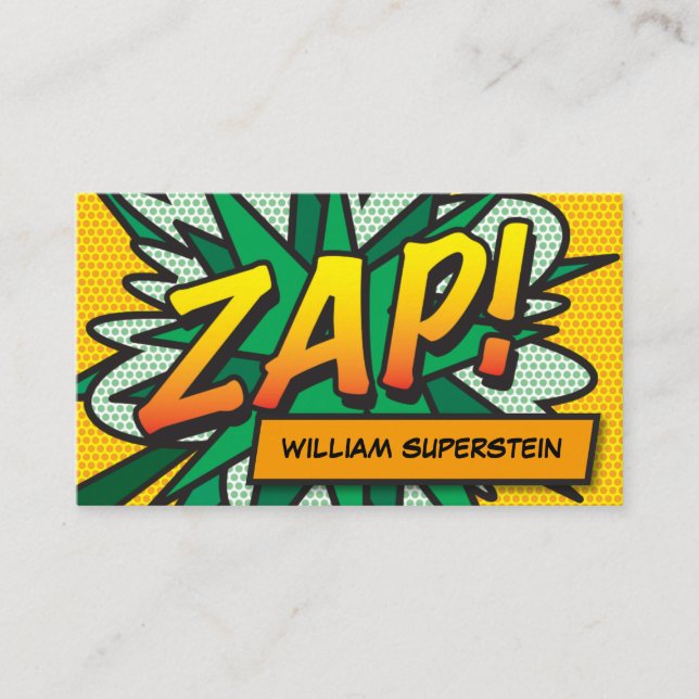 Personalisierter Pop Art Comic ZAP Visitenkarte (Vorderseite)