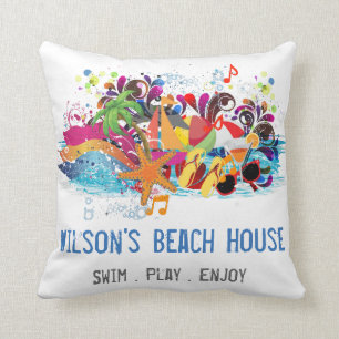 Personalisierter Pop Art Retro Summer Beach Pilze Kissen