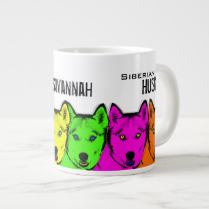 Personalisierter Pop Art Sibirien Husky Jumbo-Tasse
