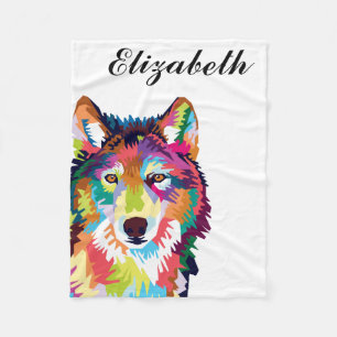 Personalisierter Pop Art Wolf Fleecedecke