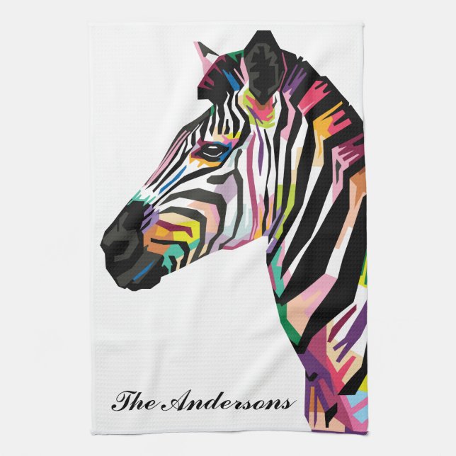 Personalisierter Pop Art Zebra Handtuch (Vertikal)