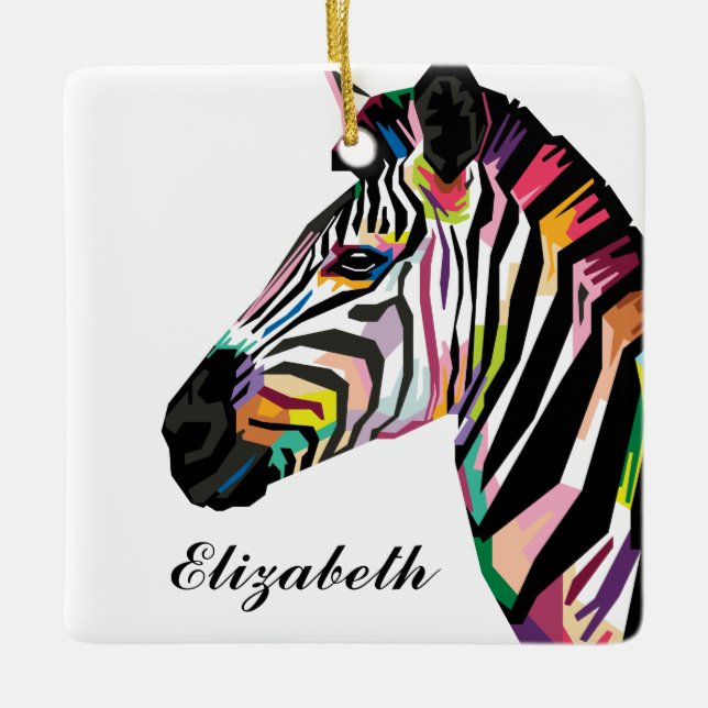 Personalisierter Pop Art Zebra Keramikornament (Vorderseite)