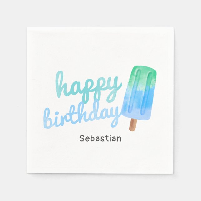 Personalisierter Popsicle Jungen Geburtstag Serviette (Vorderseite)