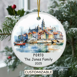 Personalisierter Porto-Ornament, Portugal Keramik Ornament
