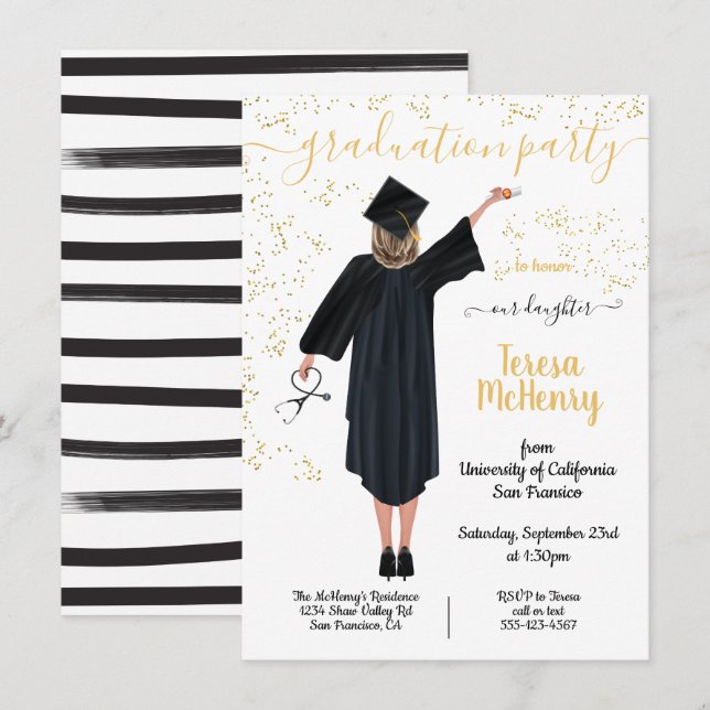 Personalisierter Portrait Nurse Medical Abschluss Einladung (Vorne/Hinten)