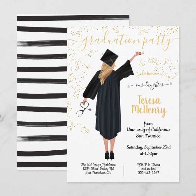 Personalisierter Portrait Nurse Medical Abschluss Einladung (Vorne/Hinten)