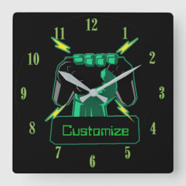 Personalisierter Power Gamer Square Uhr
