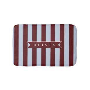 Personalisierter Preppy-Braun-Blau-Cabana-Streifen Badematte