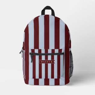 Personalisierter Preppy Braun Blau Cabana Streifen Bedruckter Rucksack