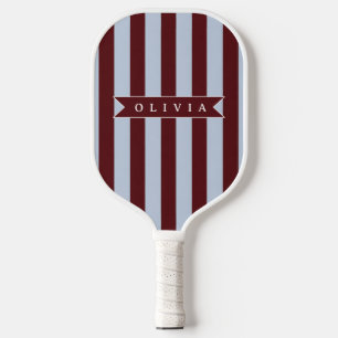 Personalisierter Preppy Braun Blau Cabana Streifen Pickleball Schläger