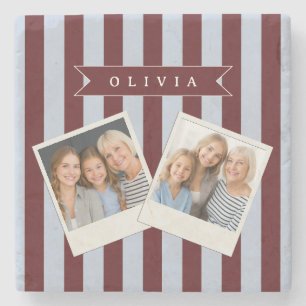 Personalisierter Preppy Braun Blau Cabana Streifen Steinuntersetzer