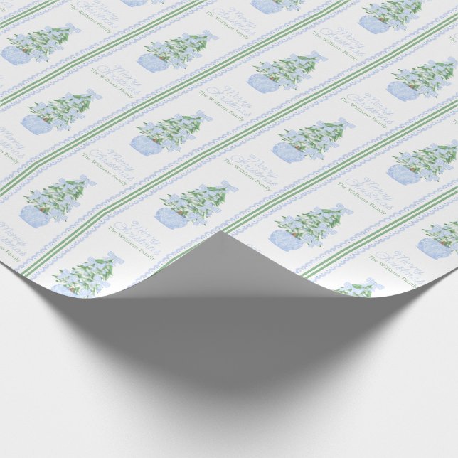 Personalisierter Preppy Christmas Tree Individuell Geschenkpapier (Ecke)