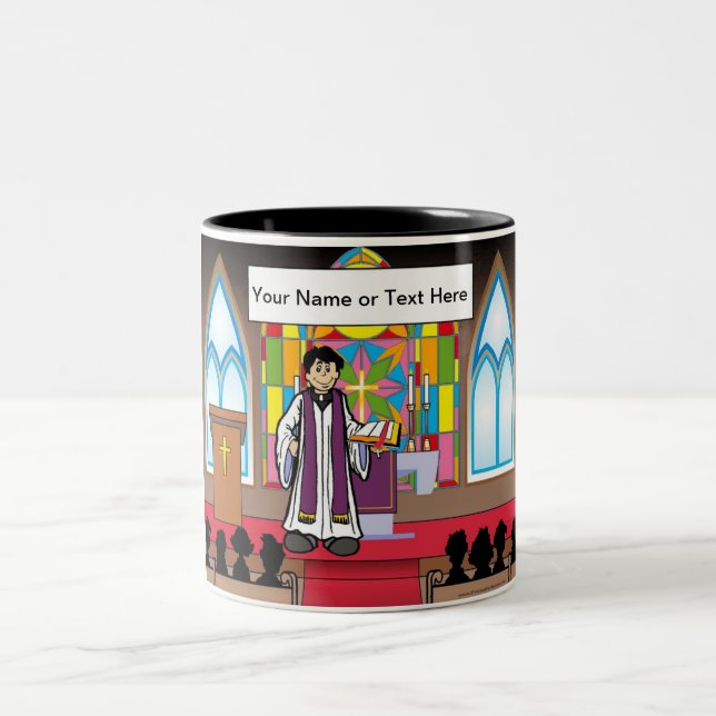 Personalisierter Priester - Cartoon von Männern Zweifarbige Tasse (Mittel)