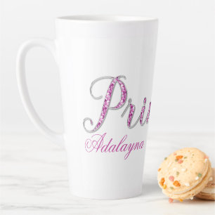 Personalisierter Prinzessin Funkel Rosa Diamant Milchtasse