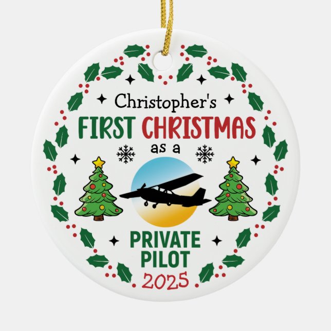 Personalisierter privater Pilot Individuelle Name  Keramik Ornament (Vorne)